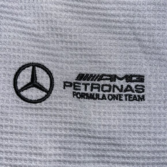 Mercedes Benz AMG Petronas by F1 Formula One Gray Polo Sweatshirt Oversize 3X/2X - Picture 4 of 6